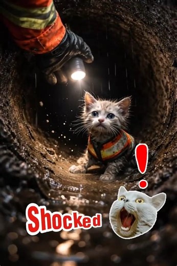 Kitten in Rescue Vest Trapped in Sewer 😿| Emotional AI Rescue Story#aicatstory#ai#kitten#shorts