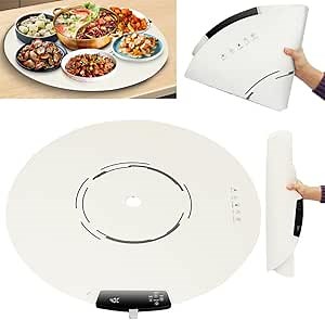 Portable Electric Round Warming Tray, Foldable & Roll up Silicone Heating Mat Pad for Food, Flexible Plate Warmer for Kitchen Travel Party,10s Fast Heating, Adjustable 9 Temperature Setting (Round)