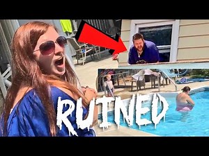 FAT DAD RUINS FAMILY POOL DAY BBQ WITH FRIENDS! STUCK IN WINDOW!