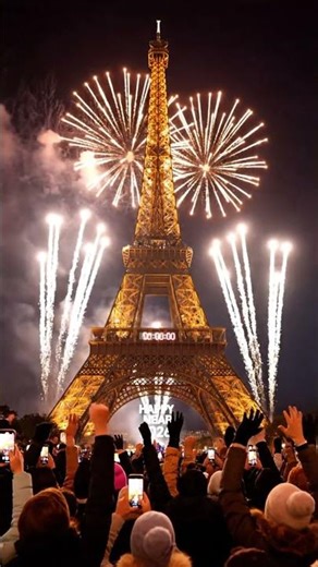 Eiffel Tower Lights Up Paris Happy New Year 2026 #paris #eiffeltower #parisnewyear