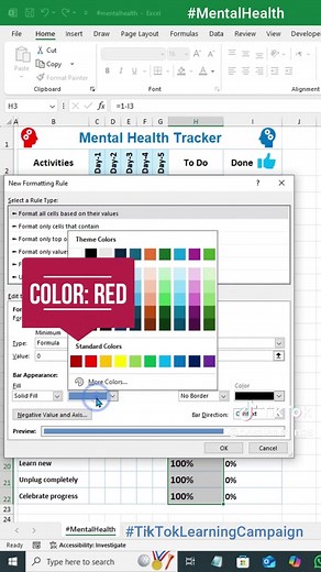 Dynamic Tracker for Mental Health in Excel