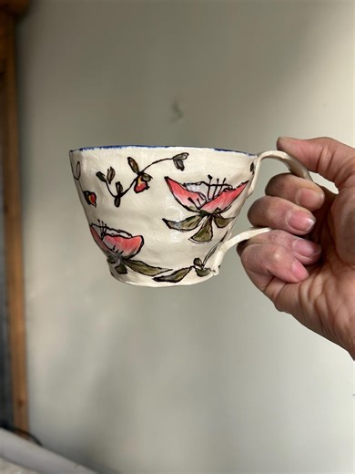 Hand-painted Water Lily Cup, Unique Floral Ceramic Mug - Etsy