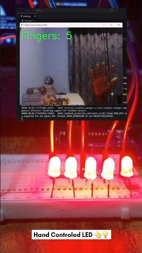 👉 No Buttons! Control 5 LEDs with Hand Gestures 🤖 | Arduino + Python #python #arduino #schoolproject