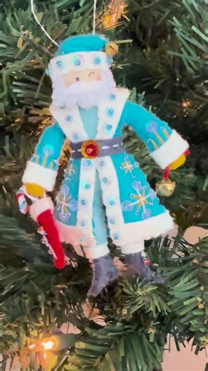 Santa Ornament - Handmade Felt - Classic Blue/yellow - Etsy