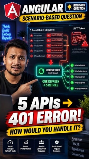 5 API Calls Fail with 401? 🔥 Angular HTTP Interceptor Scenario-Based Interview Question #angular