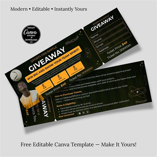 Editable Raffle Event Ticket Template Canva, DIY Fundraiser Tickets, Custom Surprise Gift Raffle, Printable Editable Ticket,digital Download - Etsy