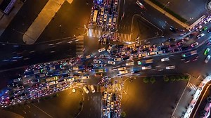 Aerial Time-lapse Evening Traffic Intersection Ho Stock Footage Video (100% Royalty-free) 3439658209 | Shutterstock