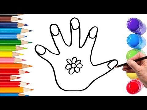 How To Draw cute hand Drawing, Painting & Coloring For Kids and Toddlers_ Child Art 🐋🌈