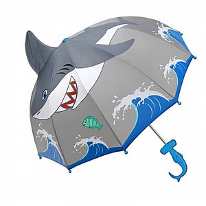 [Hot Item] Cute Cartoon Design Umbrella with Shark Printing for Kids, Boys Gift Umbrella, Fantastic Umbrella Semi-Fiber Plastic Handle Blue Cartoon Umbrella