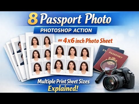 8 Passport Photo Photoshop Action on 4x6 inch Photo Sheet | Multiple Print Sheet Sizes Explained