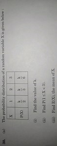 30. (a) The probability distribution of a random variable X is ... | Filo