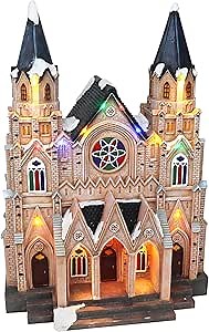 Christmas Village Cathedral - Lighted Musical Snow Village Collectible Building - Perfect Addition to Your Christmas Indoor Decorations & Holiday Displays - A Thoughtful Gift for Your Loved Ones