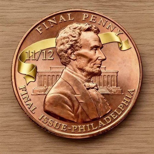 🕰️ “The end of an era — the penny’s final chapter.” Celebrate American history with this Lincoln Final Penny Commemorative Coin, marking the last official penny issued from the Philadelphia Mint.Struck in brilliant copper tone with a golden banner design, this collectible honors over a century of tradition — from the first Lincoln cent in 1909 to its historic close. | Bluseea.store