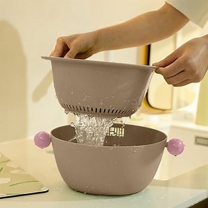 Teocary Removable Plastic Double Kitchen Colander Strainer Set Bowl Stackable Set Plastic Wash Bowl Colander To Soak Wash And Drainage Vegetables And Fruit up to 90% off Summer Clearance - Walmart.ca