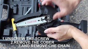 Mini Chainsaw Cordless Upgrade with 3 Chain 24V Strong Power 2 Batteries and Charger, OneLeaf Portable Handheld Battery Chainsaw, Small One-Handed for Gardening Pruning, Tree Trimming