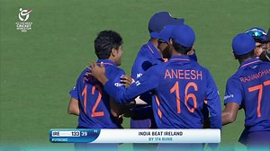 A brilliant catch to finish things off! With this victory, India have qualified for the Super League stage of #U19CWC 2022 👏 | ICC - International Cricket Council