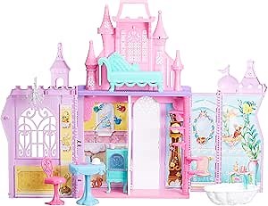 Disney Princess Pop-Up Palace, Castle Playset with Handle and 13 Accessories, 5 Rooms, 2 Feet Tall