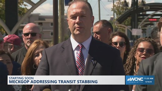 Republican leaders held a news conference at Parkwood Light Rail Station in Charlotte in the wake of the deadly stabbing. | WCNC Charlotte