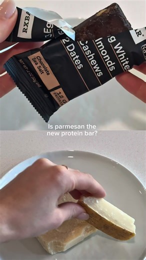 Does parmesan cheese outperform the average protein bar? When you compare the density, bioavailability, and ingredient simplicity of high-quality parmesan — it’s not as wild as it sounds. A 28g block of parmesan contains: • 10g protein High-quality calcium • Phosphorus for bone strength • Vitamins A B12 • Naturally low lactose • Beneficial probiotic bacteria Although it’s higher in fat and sodium than many protein bars— it’s also complete, cultured, and minimally processed. Maybe the better ques