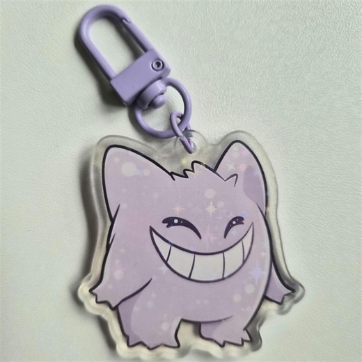 POKE Gengar Cute Holographic Acrylic Keychain 1pc - Etsy