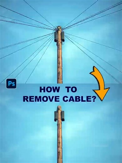 Remove Cables from Photo in 1 Click 🔥 Photoshop Trick #short
