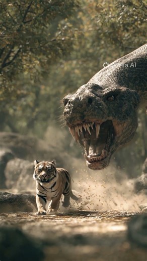 Mother Tiger Saves Cub From Giant Python | 3D Animation #viral #shorts #animals