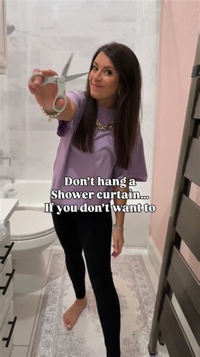 Katie Maynard • SimplyKatieLynn on Instagram: "Comment PART TWO for the details✨💕 Part 2 of the Girlie Glam Bathroom Glow-Up ✨ We ditched the basic shower curtain and used window panels instead… and the difference is SO good 💗 There’s still a liner and nothing splashes out! Bathroom glow up. Shower curtain hack. Bathroom decor ideas. Girl bathroom makeover. Budget bathroom back. DIY bathroom upgrade. Pink bathroom. Bathroom makeover."