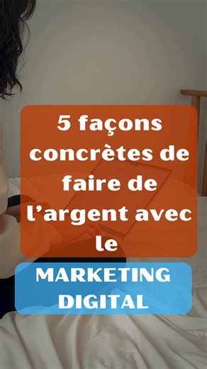 1️⃣ L’affiliation 💰 Tu promotes les produits d’autres personnes et tu gagnes une commission à chaque vente. Exemples de plateformes : Digistore24 Hotmart Amazon 👉 Idéal pour commencer sans créer ton propre produit. 2️⃣ Vendre tes propres produits numériques 📚Tu peux créer : eBook formation en ligne guide PDF template coaching Puis vendre via : Systeme.io Digistore24 Hotmart 👉 Marges élevées car pas de stock. 3️⃣ Gérer les réseaux sociaux pour des entreprises 📱Tu aides des entreprises à : pu