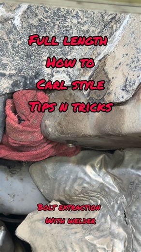 Extract/remove a broken off bolt using a welder, my preferred method includes a washer and a nut. In this particular case, it was a medium size shock mount bolt. #Welding #Mechanic #Automotive #Educational #HowTo | Carl's Garage