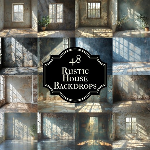 Rustic House Backdrops: Vintage Walls, Wooden Floors, Sunlit Rooms - Etsy