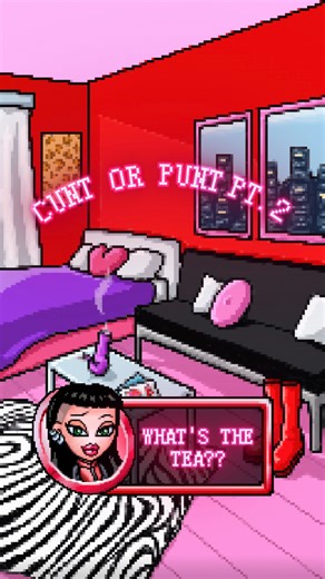 Florence Rhoades on Instagram: "HEY DIVAS SRRY ITS BEEN SO LONG SINCE I POSTED, IM IN THE MIDST OF MOVING YADDA YADDA YADDA, ANYWAY HERES A SNIPPET OF PT.2 OF THE CUNT OR PUNT SERIES ON MY PATREON OUT NOW! 凉 #y2k #8bit #videogame #diva #retro #animation"