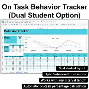 On Task Behavior Tracker Google Sheets - Dual Student Option