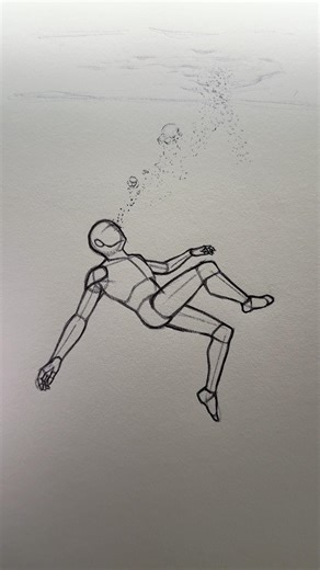 How to Draw a Character Underwater ⭐️Tutorial⭐️ #howtodraw #draw #sketch #pose #art #shorts