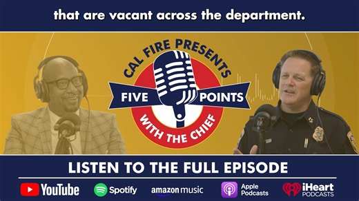 🚨 Ready to answer the call? In this episode of Five Points with the Chief, CAL FIRE Director Joe Tyler and Chief Deputy Director Anale Burlew highlight the many ways you can build a career at CAL FIRE—and how JoinCALFIRE.com makes applying easier than ever. 🎙️ Watch now: https://youtu.be/fC6ZWhRSono?feature=shared #Podcast #CALFIRE #JoinCALFIRE #Careers | CAL FIRE