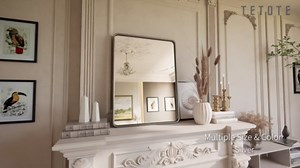 TETOTE 48 x 36 Inch Silver Mirrors for Bathroom, Brushed Silver Framed Rectangular Modern Farmhouse Large Vanity Mirror for Wall Decor (Horizontal/Vertical)