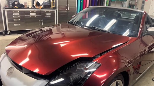 Smashing through this Nissan 350z wrap this week. That Red Black Iridescent has been a fan favorite over the years and it’s perfect on this curvy girl! This is just one of several projects in the works this week and we’re even putting some work in on Saturday this weekend to keep up with requests. What a great week it has been already MDI Vehicle Wraps and Graphics! #CarWrapping #colorchange #indianapolis #Nissan #cars | MDI Vehicle Wraps and Graphics