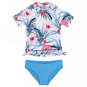 [Hot Item] Girls' 2 Piece Sun Protection Rash Guard Set Kids Beach Swim Shirt