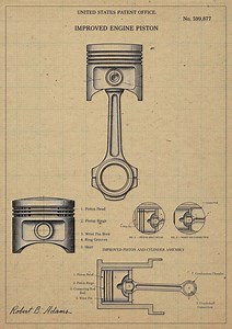 Engine Piston Patent Print | Automotive Blueprint Wall Art | Retro Garage Decor | Car Enthusiast Gift - Etsy