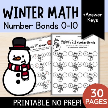 Winter Math: Number Bonds 0-10 | Kindergarten 1st & 2nd grade