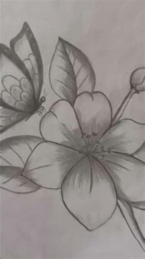 # draw a flowers and butterfly#{ sketching } 🦋🌺🌸
