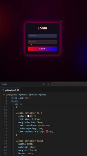 Beautiful Login Page using HTML & CSS Only #webdevelopment #htmlcss #shorts