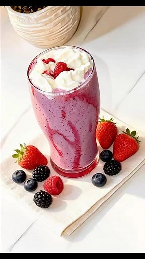 Healthy Banana Berries Smoothie💕, strawberry,blueberry, Raspberry smoothie😍