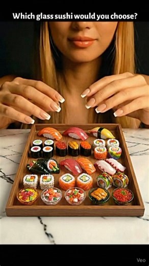 Which glass sushi would you choose? 🍣✨ | AI Relaxing ASMR #shorts
