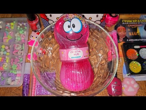 Hello kitty Slime ASMR - Mixing lipstick, glitters Into Satisfying Slime | Pink series 3 #asmr