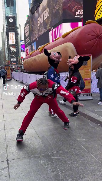 Dynamic Dance Moves in Urban Street Scene