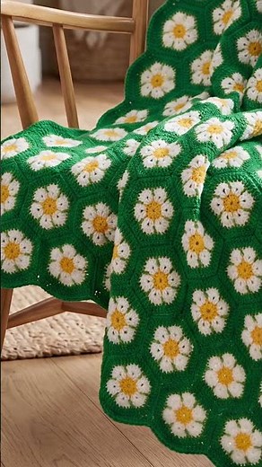 Crochet daisy blanket writte pattern #crochet