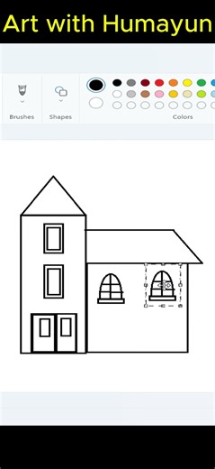 How to draw house in ms paint | paint in computer| house #drawing #painting #shorts