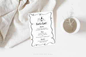 Hand Drawn Menu Template, Bridal Shower Menu Template, Editable Template, Black and White Wavy Border Wedding Menu, Drawing Menu Card - Etsy Canada