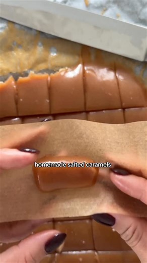 Jasmine Nguyen on Instagram: "holiday gift idea: add salted caramels to your holiday cookie boxes. they are so simple, delicious, and fun to gift. Homemade Salted Caramel Candies Recipe: - 60 g water homemade salted caramels - 75 g light corn syrup - 300 g white granulated sugar - 65 g unsalted butter (if vegan, use 70 g) - 225 g heavy cream (or plant cream alternative) - 1/2 tsp fine sea salt - 1 tsp pure vanilla extract - optional flaky sea salt, for topping Instructions: Prepare a 9x9 or 8x8 