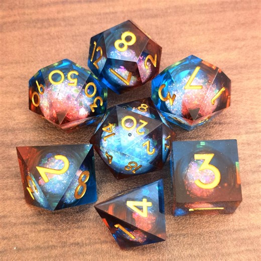 Dream Vortex Liquid Core Resin Dice Set, Blue and Red Color Scheme, Suitable for Role-playing Games, Dnd Gifts - Etsy